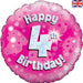 18'' Foil Happy 4th Birthday Pink