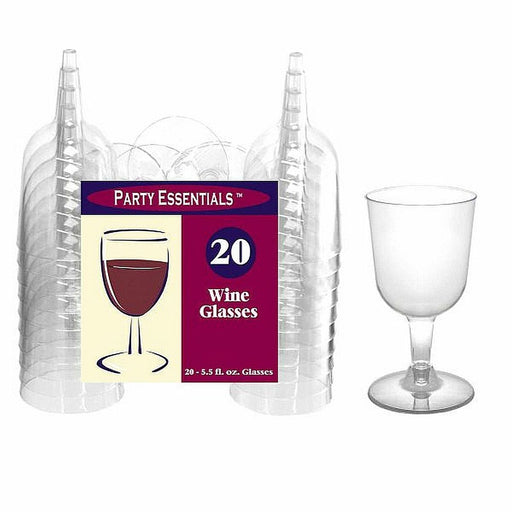 Northwest Enterprises Wine Cups Clear Plastic Wine Glasses 20ct 5.5oz (163ml)