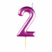 #2 Metallic Pink Finish Numerical Candles 6 cm