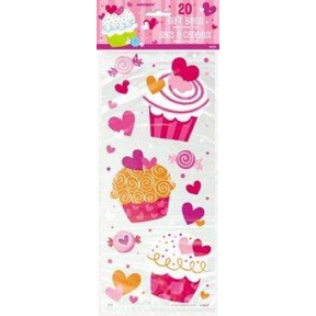 Hearts and Cupcakes Cello Bags 20pk