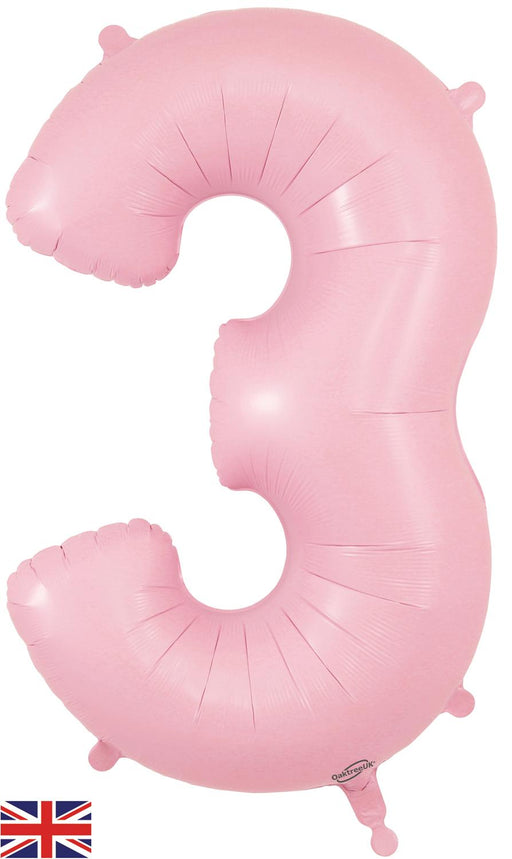 Oaktree Foil Balloon Matte Pink Number 3 34"