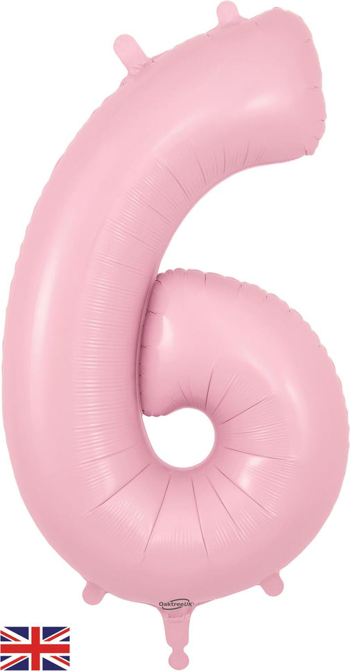 Oaktree Foil Balloon Matte Pink Number 6 34"