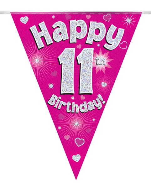 Oaktree UK 11th Birthday Bunting Pink - 11 Flags 3.9M