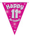 Oaktree UK 11th Birthday Bunting Pink - 11 Flags 3.9M