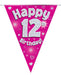 Oaktree UK 12th Birthday Bunting Pink - 11 Flags 3.9M