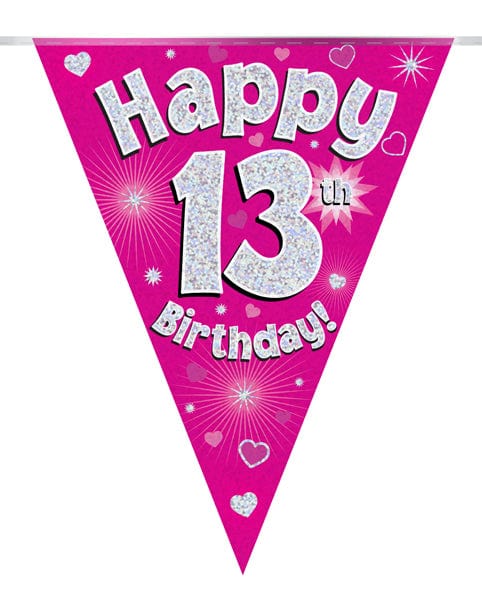 Oaktree UK 13th Birthday Bunting Pink - 11 Flags 3.9M