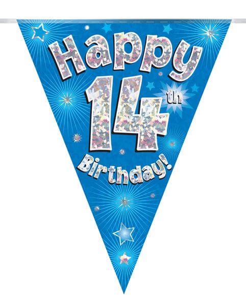 Oaktree UK 14th Birthday Bunting Blue - 11 Flags 3.9M