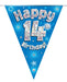 Oaktree UK 14th Birthday Bunting Blue - 11 Flags 3.9M