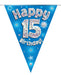 Oaktree UK 15th Birthday Bunting Blue - 11 Flags 3.9M