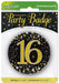 Oaktree UK Badges 16th Birthday Sparkling Black Gold Fizz Badge