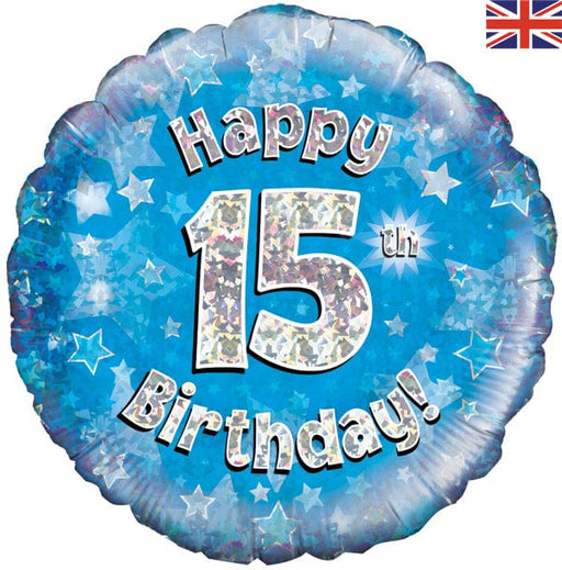Oaktree UK Foil Balloons 18" Foil Happy 15th Birthday Blue