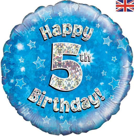 Oaktree UK Foil Balloon 18" Foil Happy 5th Birthday Blue