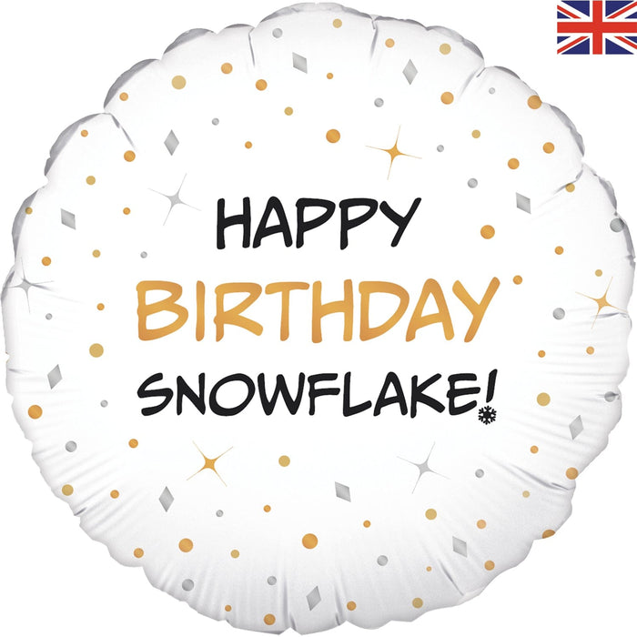 Oaktree UK Foil Balloon 18" Happy Birthday Snowflake Foil Balloon