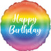 Oaktree UK Balloon 18" Rainbow Happy Birthday