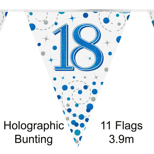 Oaktree UK 18th Birthday Bunting Blue Fizz - 11 Flags 3.9M
