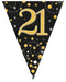 Oaktree UK 21st Birthday Bunting Black and Gold Fizz - 11 Flags 3.9M