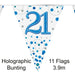 Oaktree UK 21st Birthday Bunting Blue Fizz - 11 Flags 3.9M