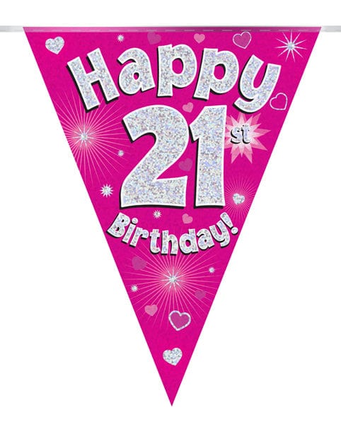Oaktree UK 21st Birthday Bunting Pink - 11 Flags 3.9M