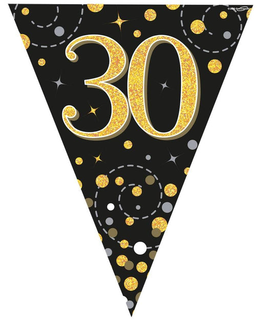 Oaktree UK 30th Birthday Bunting Black and Gold Fizz - 11 Flags 3.9M