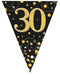 Oaktree UK 30th Birthday Bunting Black and Gold Fizz - 11 Flags 3.9M