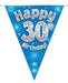 Oaktree UK 30th Birthday Bunting Blue - 11 Flags 3.9M