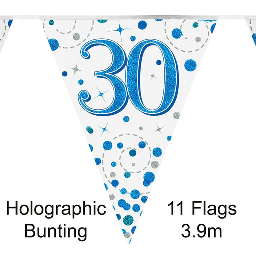 Oaktree UK 30th Birthday Bunting Blue Fizz - 11 Flags 3.9M