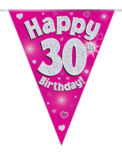 Oaktree UK 30th Birthday Bunting Pink - 11 Flags 3.9M