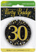 Oaktree UK Badges 30th Birthday Sparkling Black Gold Fizz Badge