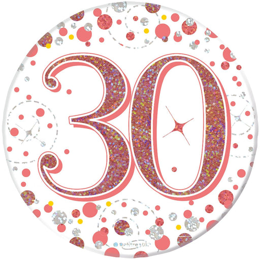 Oaktree UK Badges 30th Birthday Sparkling Rose Gold Fizz Badge
