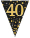 Oaktree UK 40th Birthday Bunting Black and Gold Fizz - 11 Flags 3.9M