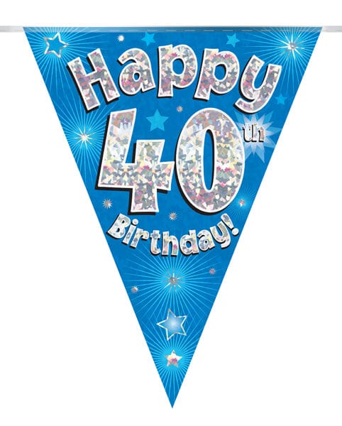 Oaktree UK 40th Birthday Bunting Blue - 11 Flags 3.9M