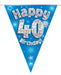 Oaktree UK 40th Birthday Bunting Blue - 11 Flags 3.9M