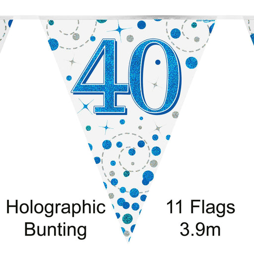 Oaktree UK 40th Birthday Bunting Blue Fizz - 11 Flags 3.9M
