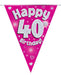 Oaktree UK 40th Birthday Bunting Pink - 11 Flags 3.9M