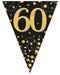 Oaktree UK 60th Birthday Bunting Black and Gold Fizz - 11 Flags 3.9M