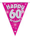 Oaktree UK 60th Birthday Bunting Pink - 11 Flags 3.9M