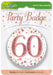 Oaktree UK Badges 60th Birthday Sparkling Rose Gold Fizz Badge