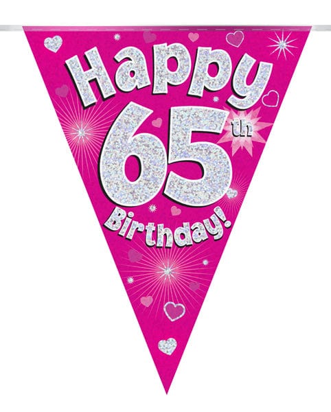 Oaktree UK 65th Birthday Bunting Pink - 11 Flags 3.9M