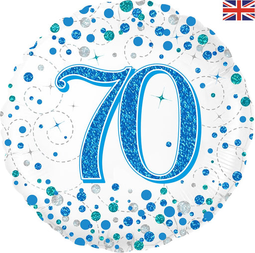 Oaktree UK Foil Balloons 70th Birthday Blue Sparkling Fizz 18" Foil Balloon