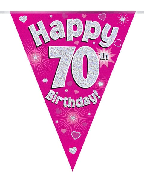 Oaktree UK 70th Birthday Bunting Pink - 11 Flags 3.9M