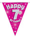 Oaktree UK 7th Birthday Bunting Pink - 11 Flags 3.9M