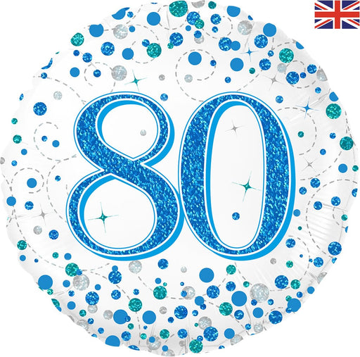 Oaktree UK Foil Balloons 80th Birthday Blue Sparkling Fizz 18" Foil Balloon