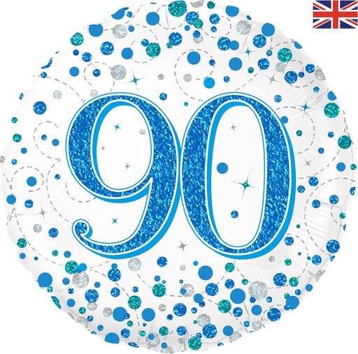 Oaktree UK Foil Balloons 90th Birthday Blue Sparkling Fizz 18" Foil Balloon