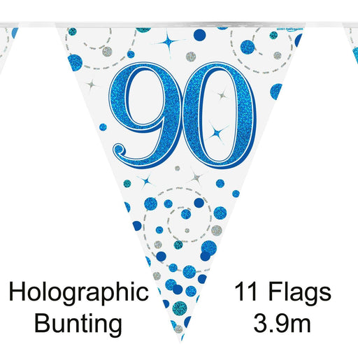 Oaktree UK 90th Birthday Bunting Blue Fizz - 11 Flags 3.9M
