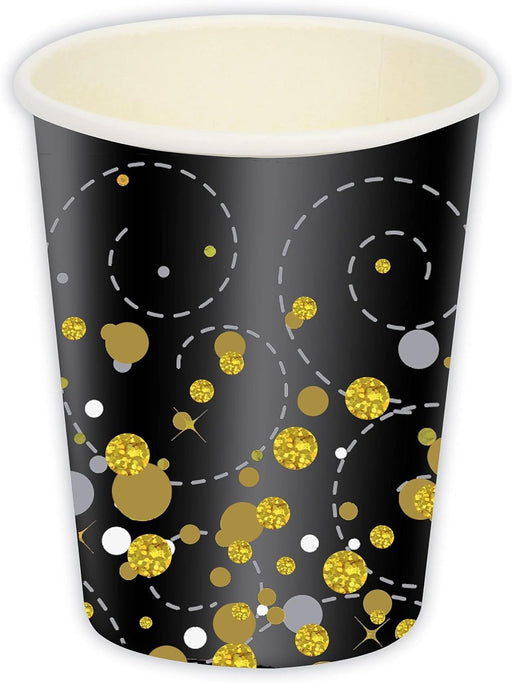 Oaktree UK Cups Black and Gold Sparkle Fizz Cups 9oz
