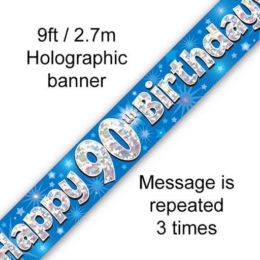 Oaktree UK Banner Foil Banner 90th Birthday Blue