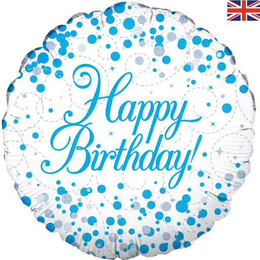 Oaktree UK Happy Birthday Blue Sparkling Fizz 18" Foil Balloon