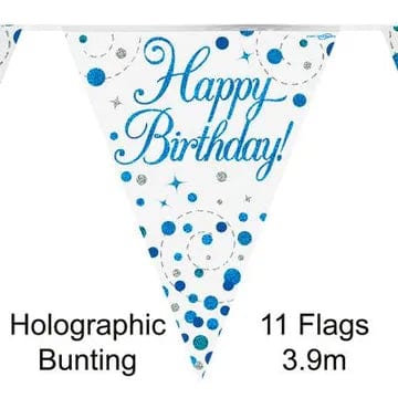 Oaktree UK Happy Birthday Bunting Blue Fizz - 11 Flags 3.9M