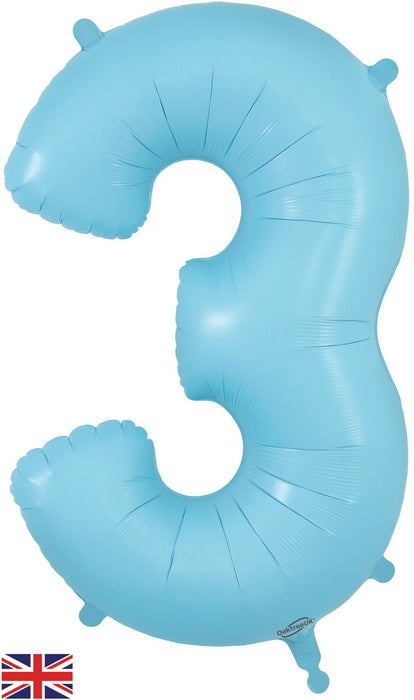 Oaktree UK Balloons Matte Blue Number 3 34"