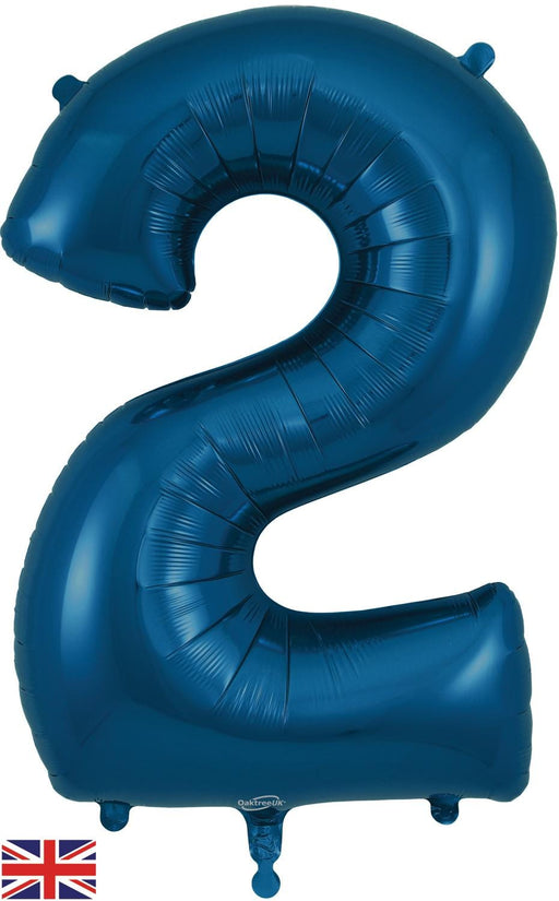 Oaktree UK Foil Balloons Navy Blue Number 2 - 34 Inch